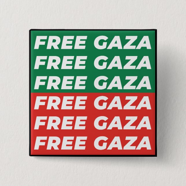 Free Gaza - Palestine Flag Colours 2 Inch Square Button (Front)