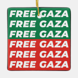 Free Gaza - Palestine Flag Colours Ceramic Ornament