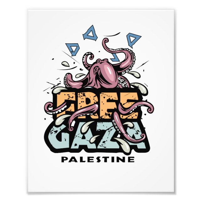 Free Gaza Palestine - Octopus Illustration Photo Print (Front)