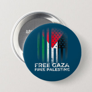 Free Gaza Palestine Vintage Flag Palestinian 3 Inch Round Button