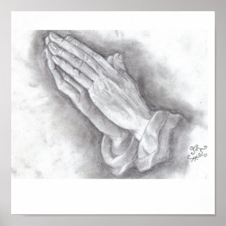 free hand drawn praying hands poster