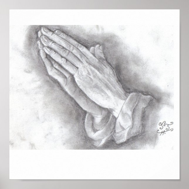 free hand drawn praying hands poster (Front)