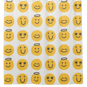 Free hand happy emoji seamless pattern. Positive e