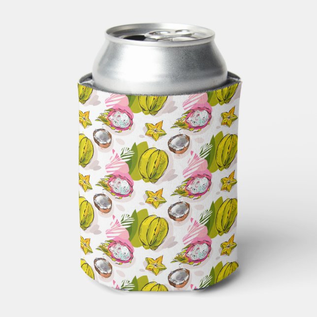 Free Hand Textured Fruit Pattern Can Cooler (Can Front)