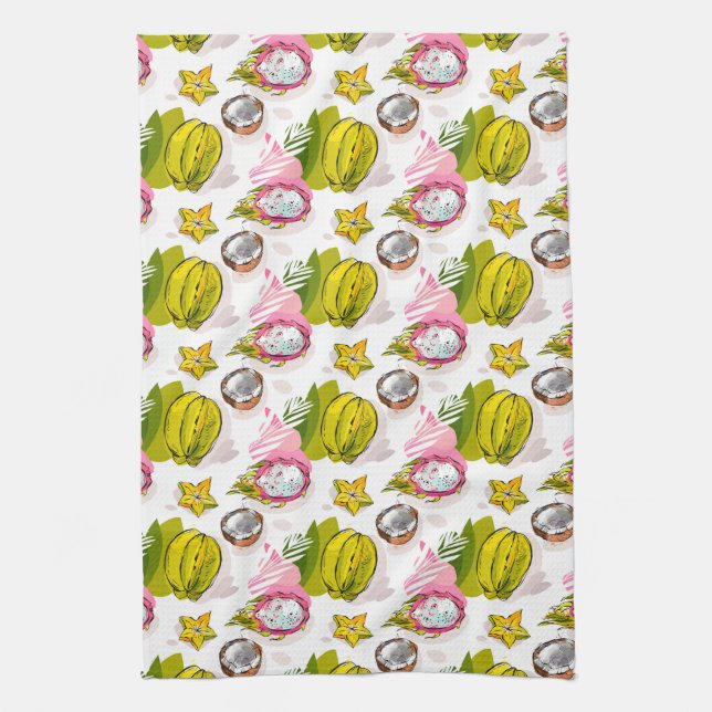 Free Hand Textured Fruit Pattern Kitchen Towel (Vertical)