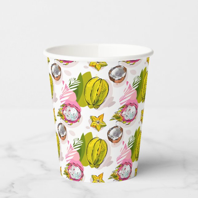 Free Hand Textured Fruit Pattern Paper Cups (Left)