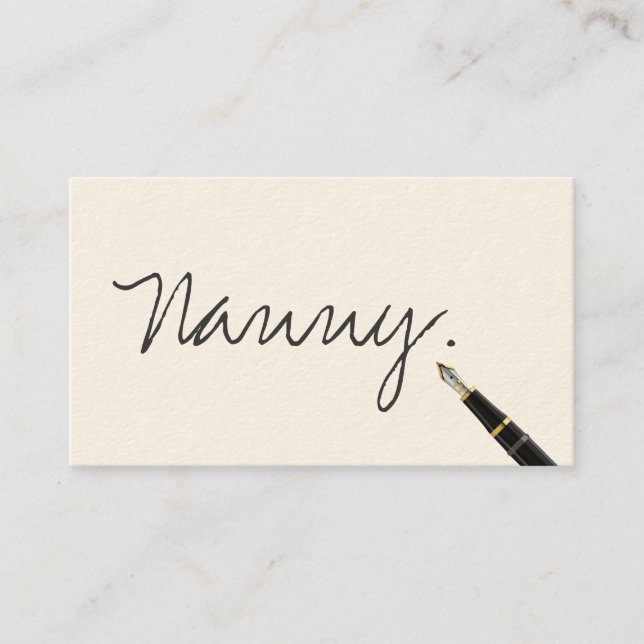Free Handwriting Script Nanny Business Card (Front)
