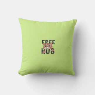 Free Hug Cat Design Pillow | Cozy Feline Lover's 