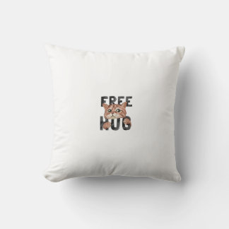 Free Hug Cat Design Pillow | Cozy Feline Lover's 