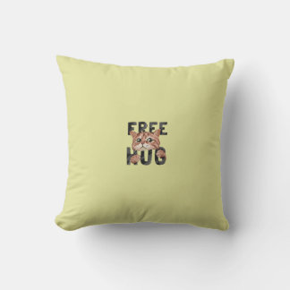 Free Hug Cat Design Pillow | Cozy Feline Lover's 