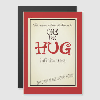 free hug coupon, magnetic invitation