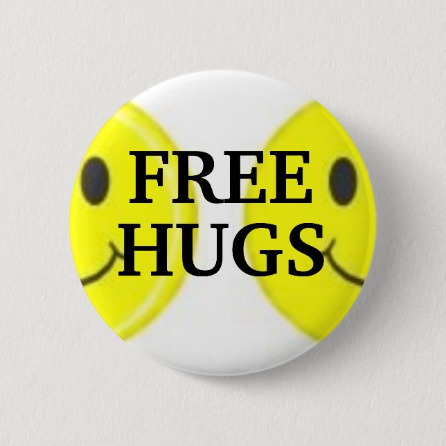 , FREE, HUGS 2 INCH ROUND BUTTON (Front)