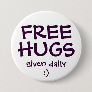FREE HUGS 3 INCH ROUND BUTTON