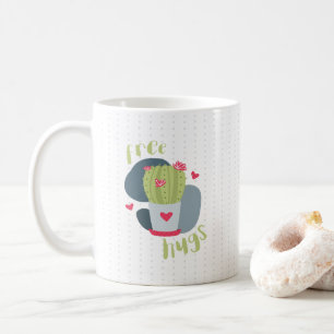 Free Hugs and Hearts Cactus Coffee Mug