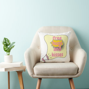 free hugs and kisses throw pillow