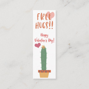 Free Hugs!  Cactus Valentine Mini Bookmark Business Card
