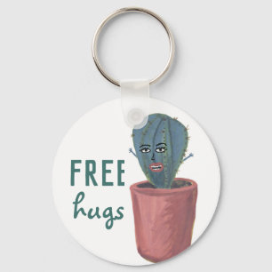 FREE HUGS CRAZY CACTUS LADY KEYCHAIN
