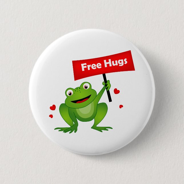 free hugs cute frog 2 inch round button (Front)