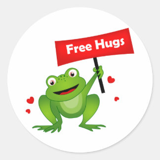 free hugs cute frog classic round sticker