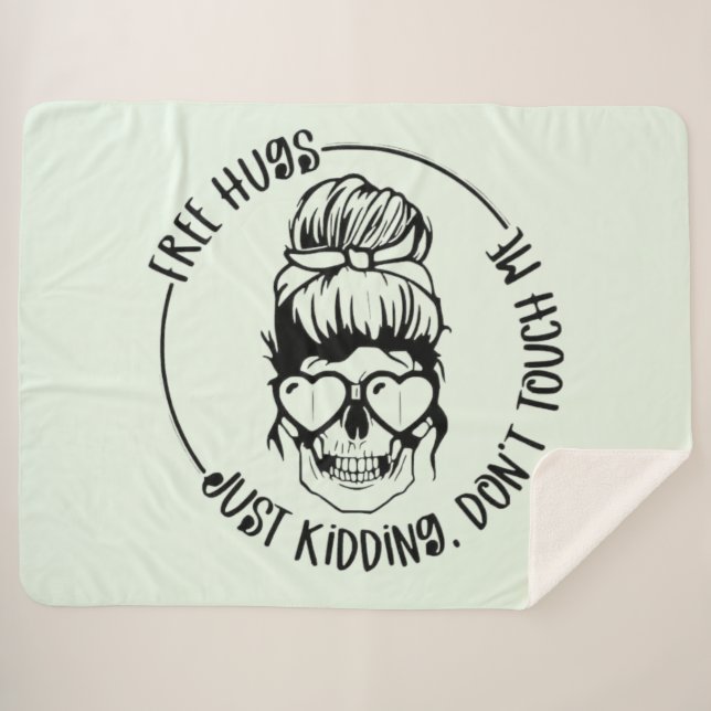 Free Hugs Design, But Keep Your Distance Sherpa Blanket (Front (Horizontal))