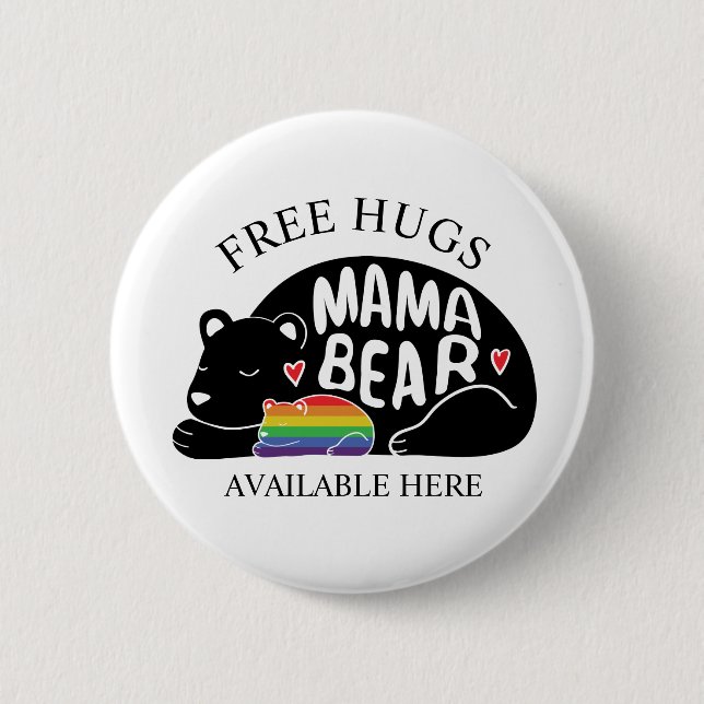 Free Hugs from Mama Bear 2 Inch Round Button (Front)