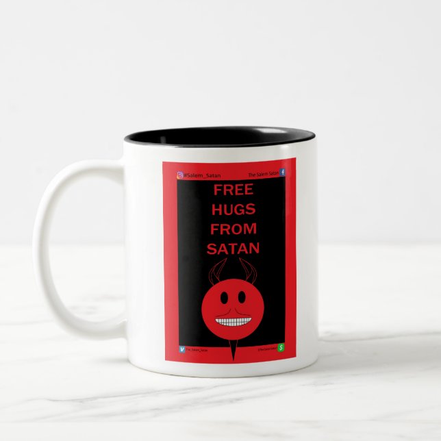 Free Hugs From Satan Two-Tone Coffee Mug (Left)