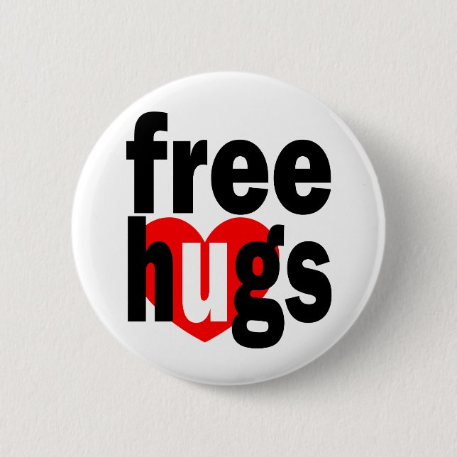 free hugs heart 2 inch round button (Front)