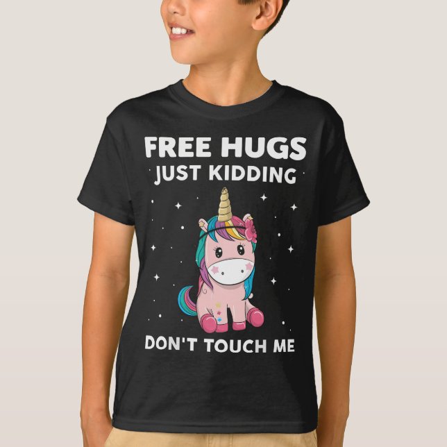 Free Hugs Just ding Don't Touch Me Introvert Unico T-Shirt (Front)