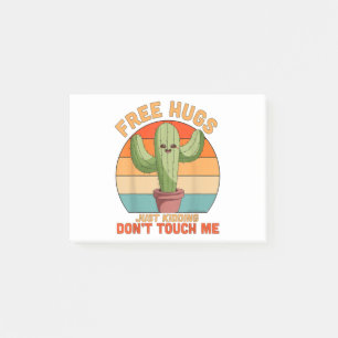 Free Hugs Just Kidding Don't Touch Me Cactus Funny Post-it Notes