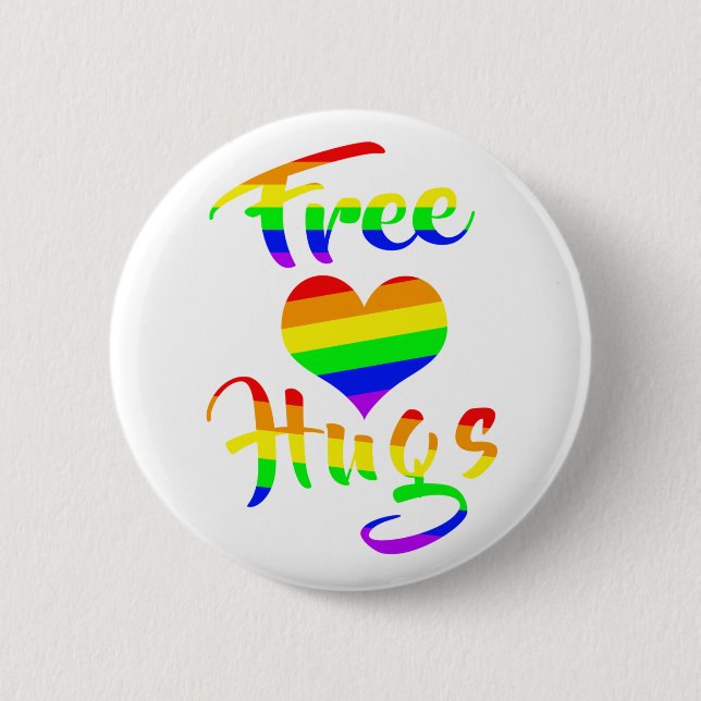 Free Hugs | LGBTQ+ Pride  2 Inch Round Button (Front)