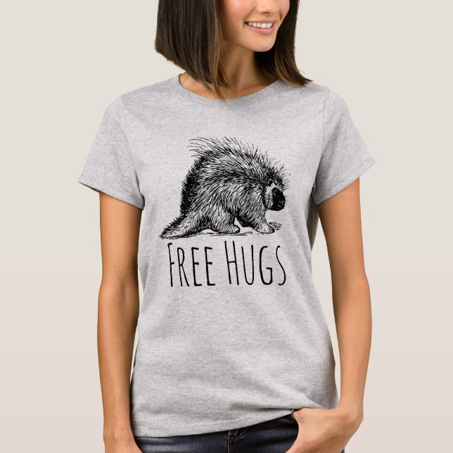 Free Hugs Porcupine Funny T-Shirt (Front)