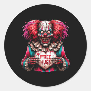 Free Hugs Scary Clown Valentine Halloween Horror  Classic Round Sticker