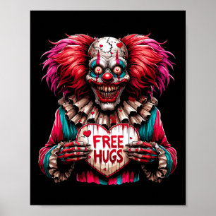 Free Hugs Scary Clown Valentine Halloween Horror Poster