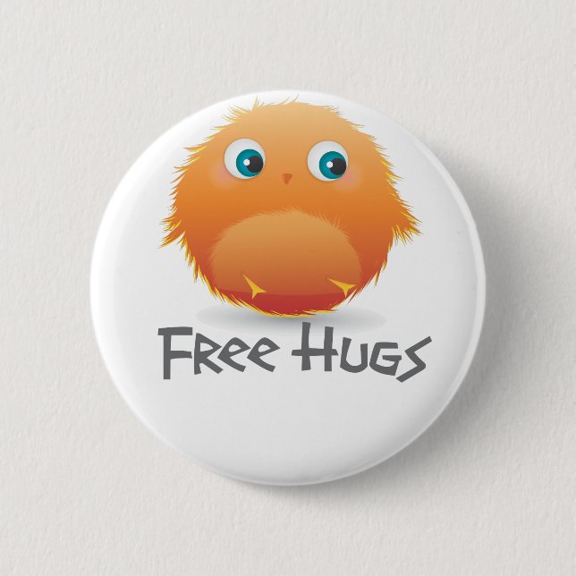 Free hugs small furry creature 2 inch round button (Front)