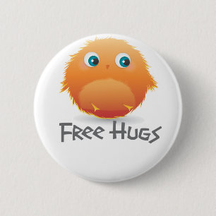 Free hugs small furry creature 2 inch round button