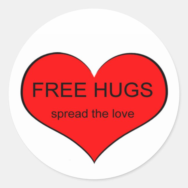Free Hugs Spread Love Classic Round Sticker (Front)