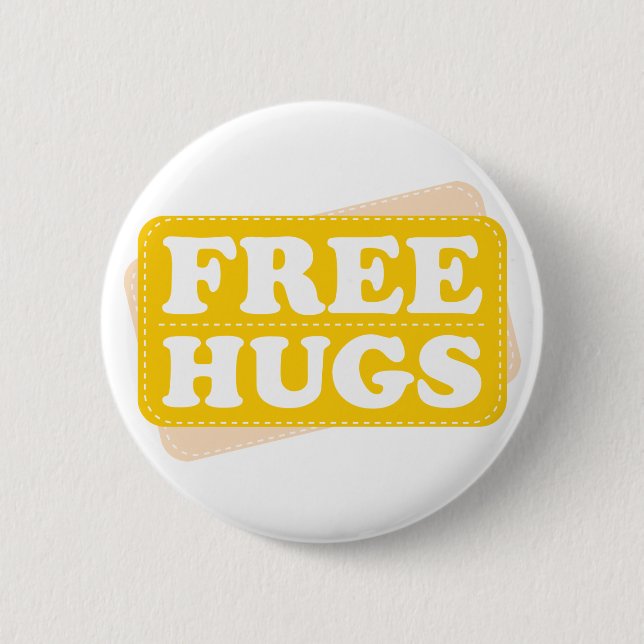 Free Hugs - Yellow 2 Inch Round Button (Front)