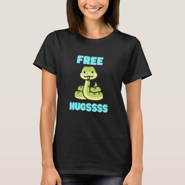 Free Hugssss Cute Snake Facehugger T-Shirt (Front)