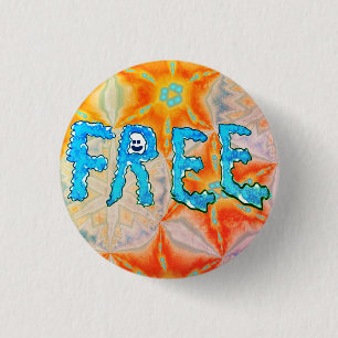 Free - Ice Fire and Smiley Face 1 Inch Round Button