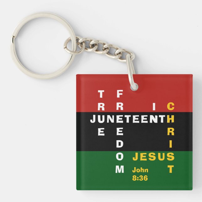Free Indeed Christian Juneteenth Keychain (Front)