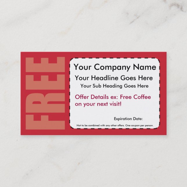 FREE Item Coupon Business Card (Front)