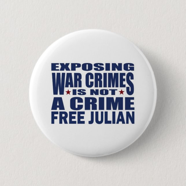 Free Julian Assange - WikiLeaks 2 Inch Round Button (Front)