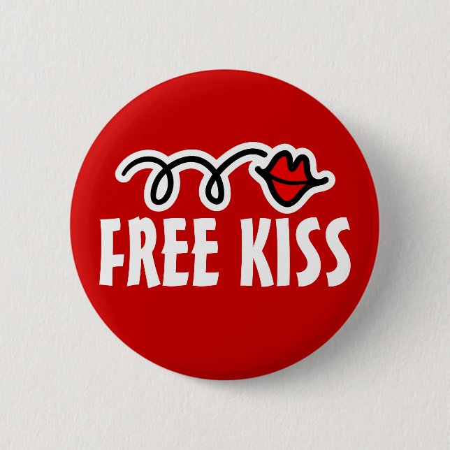Free kiss button for kissing day with red lips (Front)