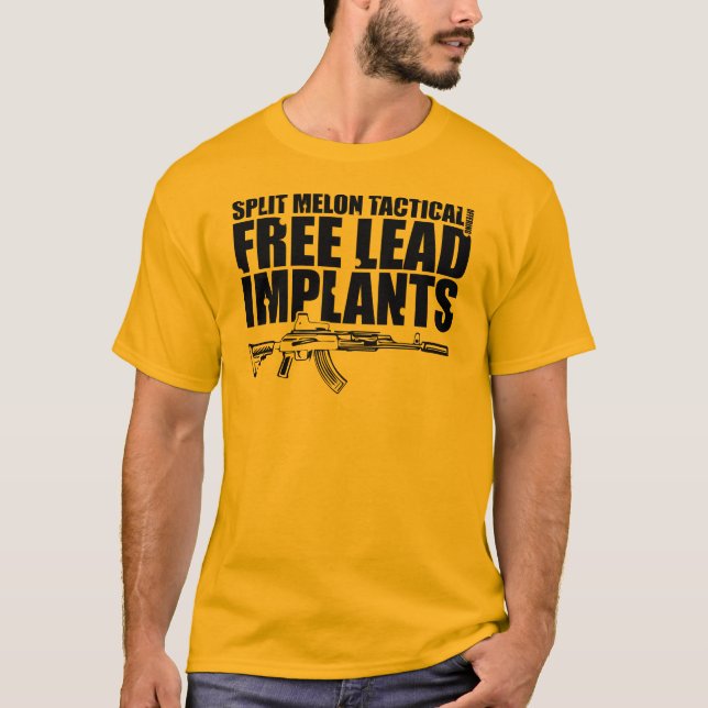 Free Lead Implants AK-47 - Black Graphics T-Shirt (Front)