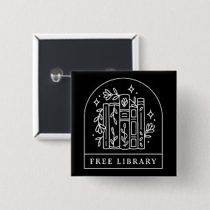 Free library book exchange 2 inch square button