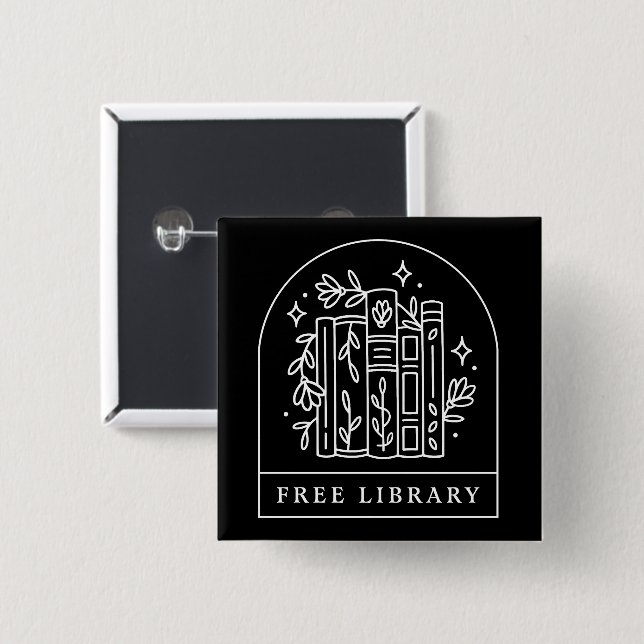Free library book exchange 2 inch square button (Front & Back)