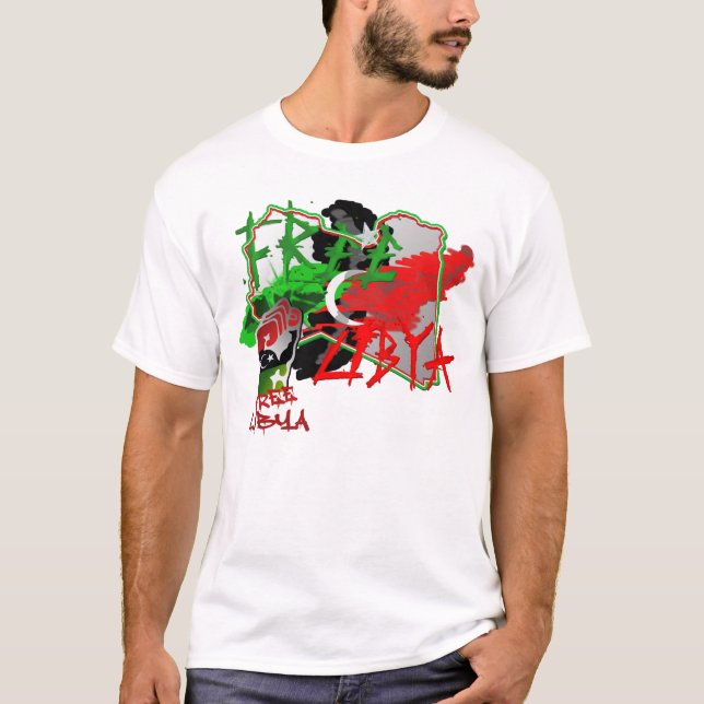 Free Libya Art Map of Libya T-Shirt (Front)