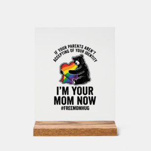 Free Mom Hug Bear Pride Vintage T-Shirt Design_1 Acrylic Sign