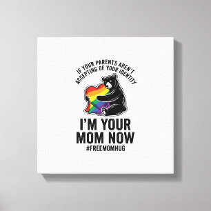 Free Mom Hug Bear Pride Vintage T-Shirt Design_1 Canvas Print