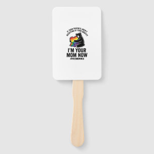 Free Mom Hug Bear Pride Vintage T-Shirt Design_1 Hand Fan